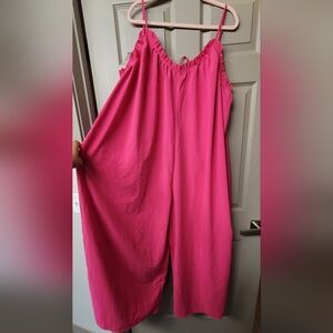 Wide Leg Spaghetti strap Pink jumpsuit